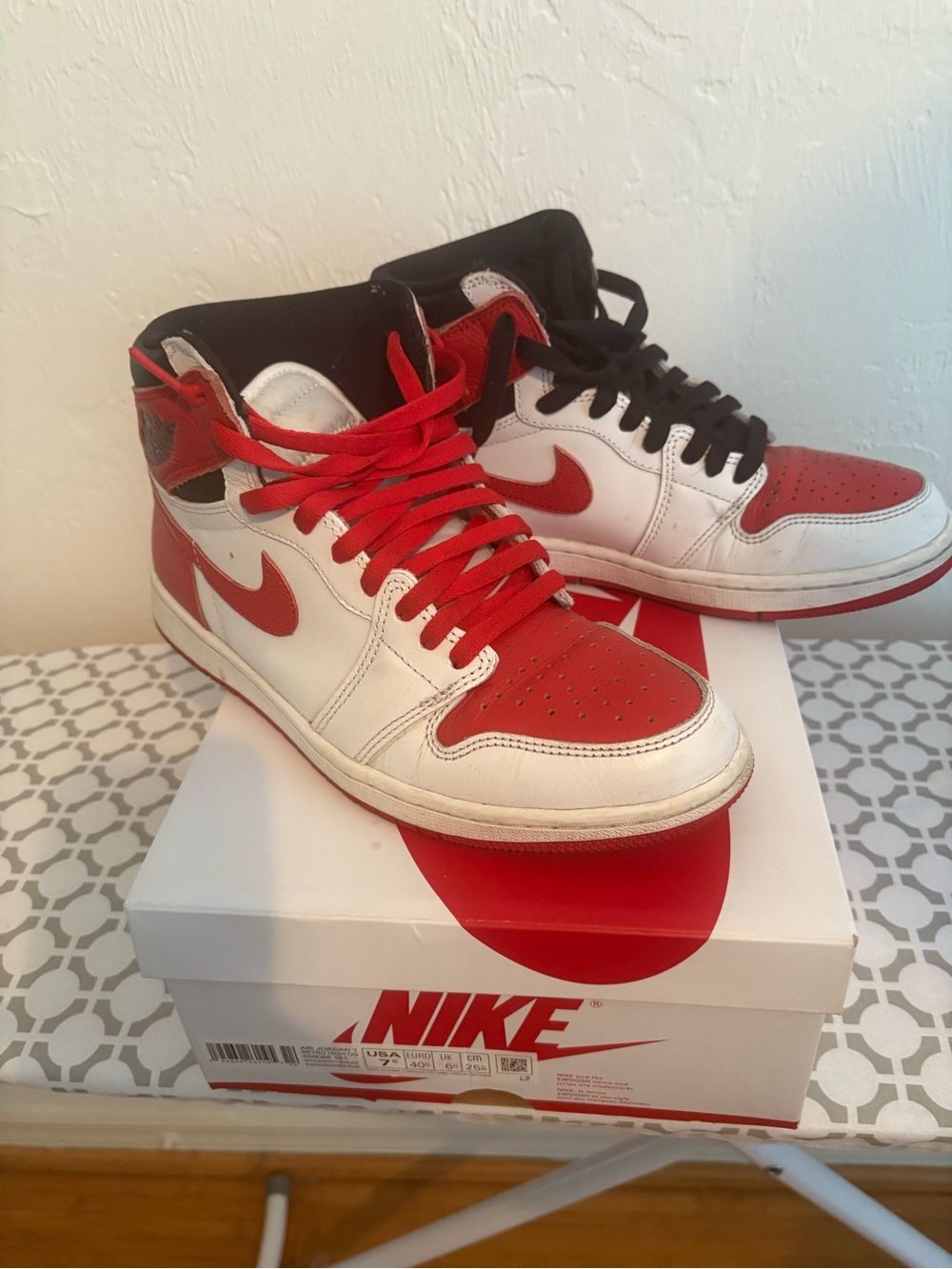 Nike Men’s Red, White and Black High-Top Sneakers